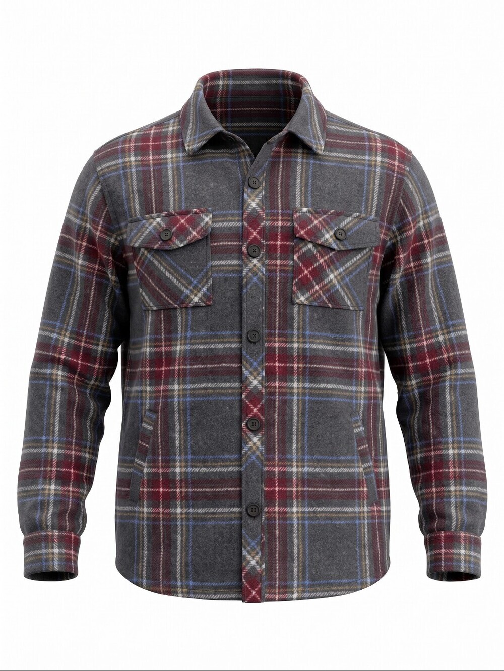 Maurices Gray Plaid Button-Down Shacket Northwoods Fall Heavy Cozy 90's